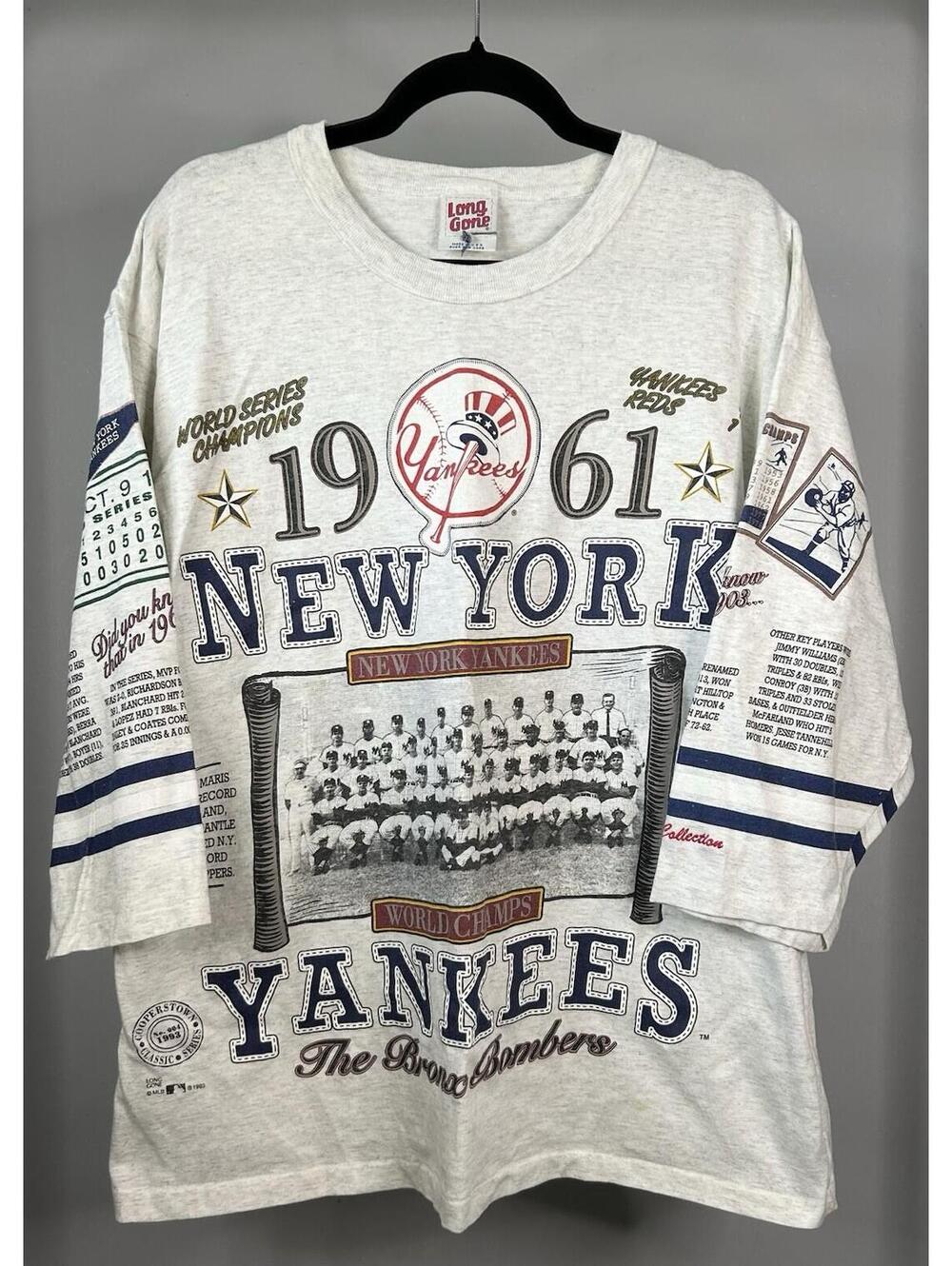 Vintage Long Gone New York Yankees AOP 3/4 Sleeve T-Shirt Men’s Size XL USA